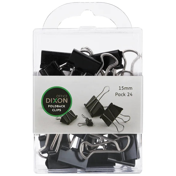 Foldback Clips 15mm Black Pack 24