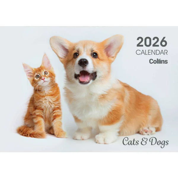 2026 Wall Calendar Collins A4 Cats and Dogs