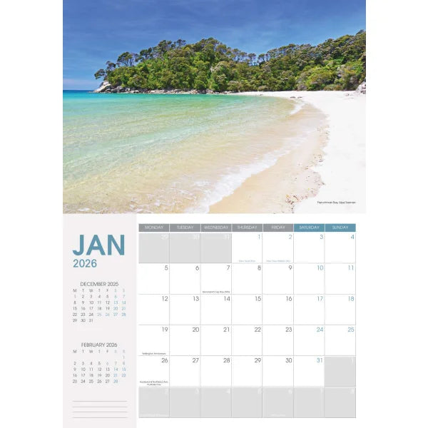 2026 Wall Calendar Collins A4 New Zealand Coastal Scenes