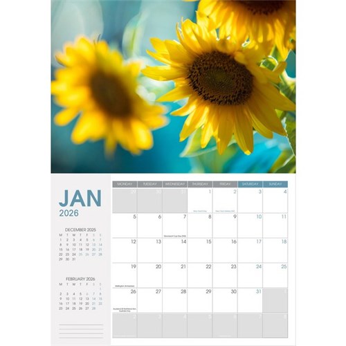 2026 Wall Calendar Collins A4 New Zealand Floral