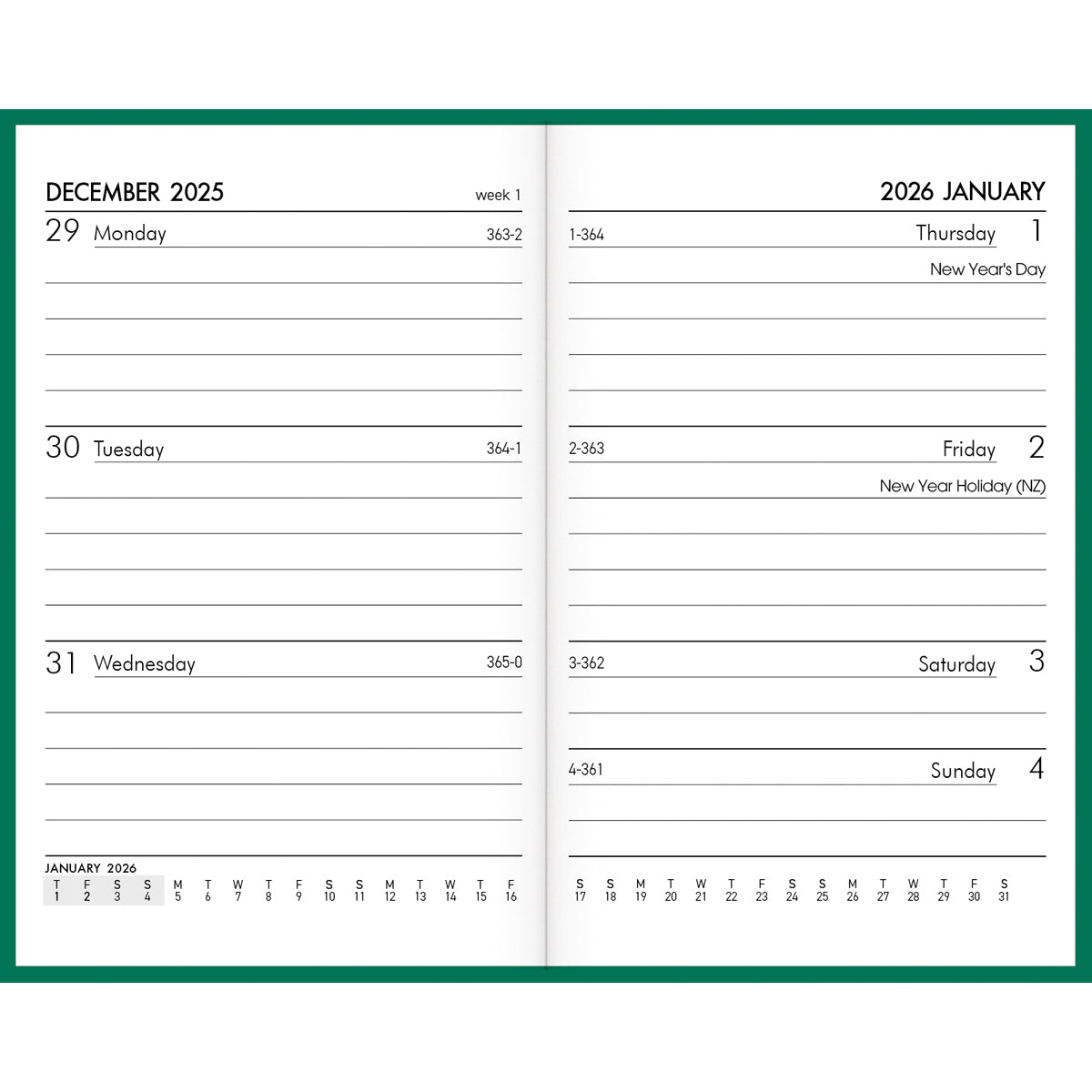 2026 Diary Collins A73P Week to View Green