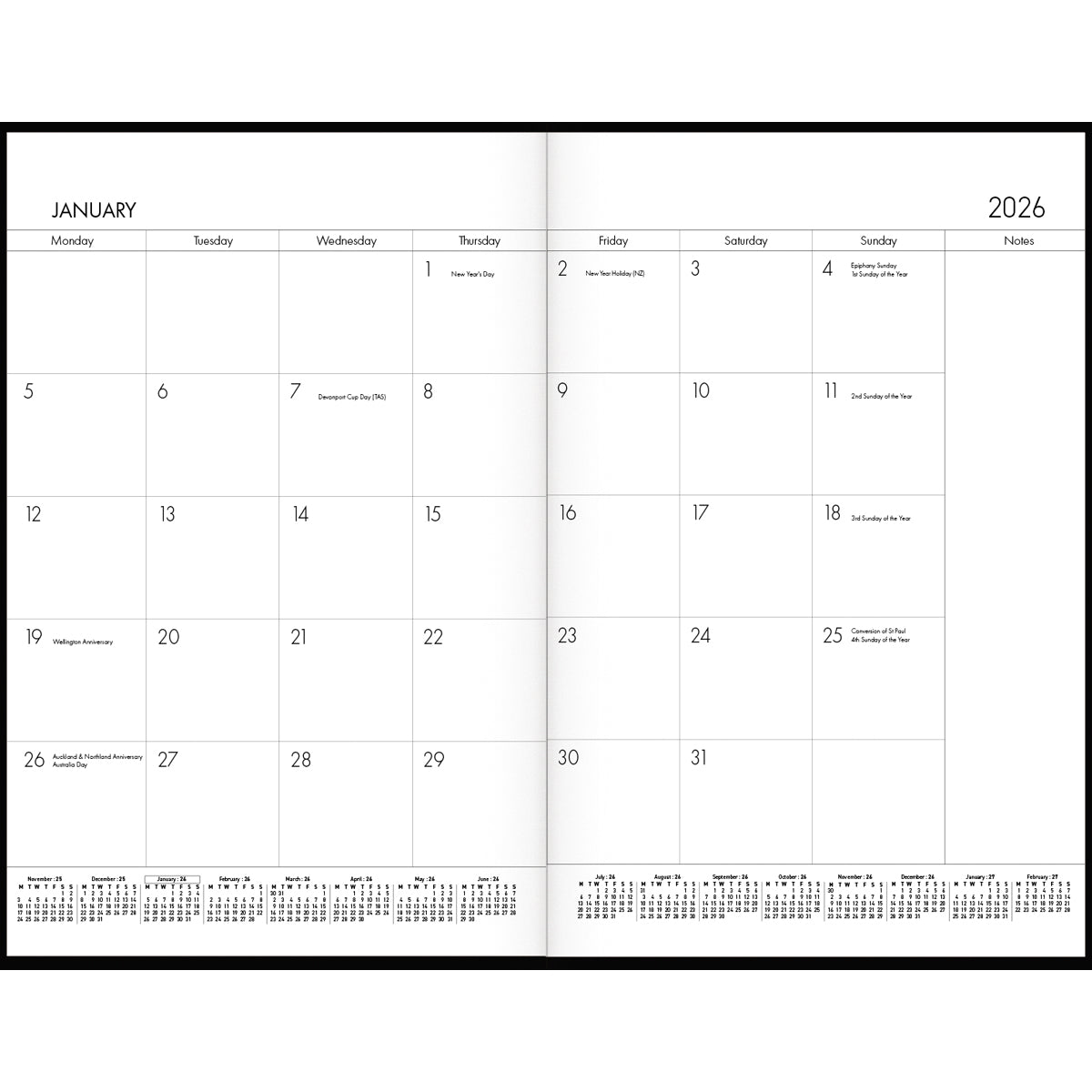 Diary 2026 Collins A4 Monthly Planner PVC Black