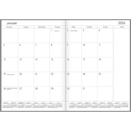 Diary 2026 Collins A4 Monthly Planner PVC Assorted Colours
