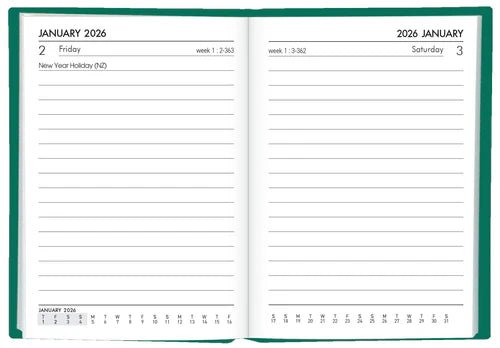 Diary 2026 Collins A71P Day to Page Green