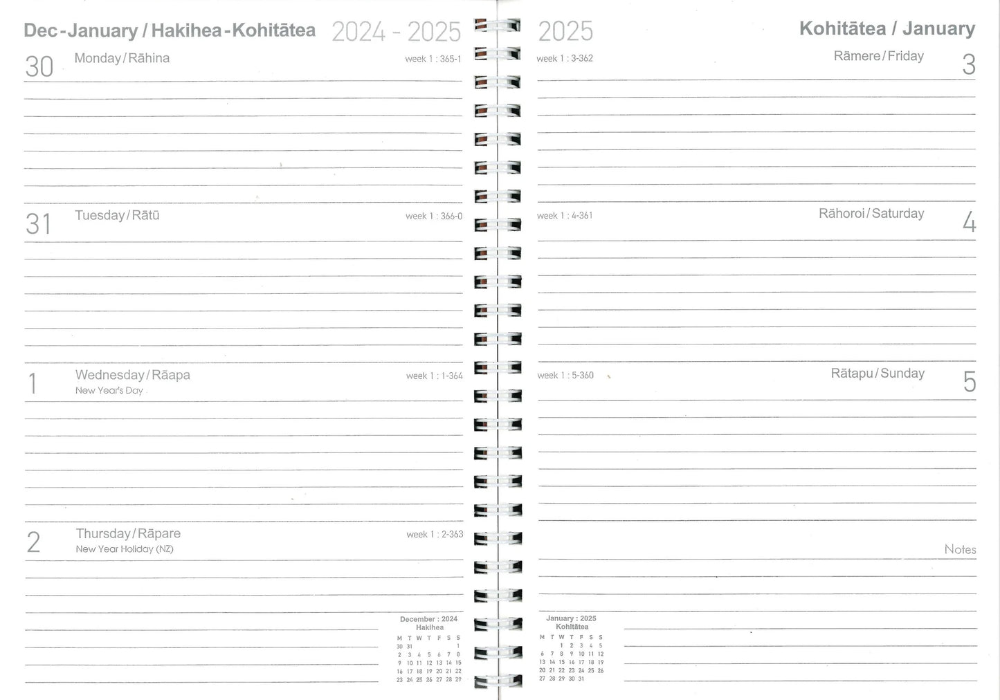 Diary 2025 Collins Kanuka Tui A53 Week to View