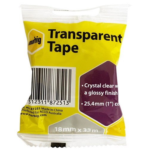 Marbig Transparent Office Tape 18mm x 33m