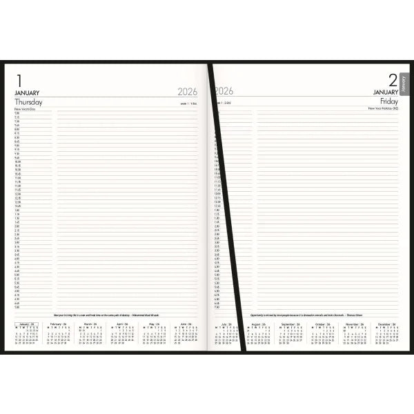 2026 Diary Windsor A4 Day to Page Black