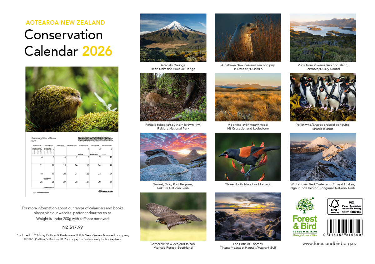 2026 New Zealand Conservation Calendar