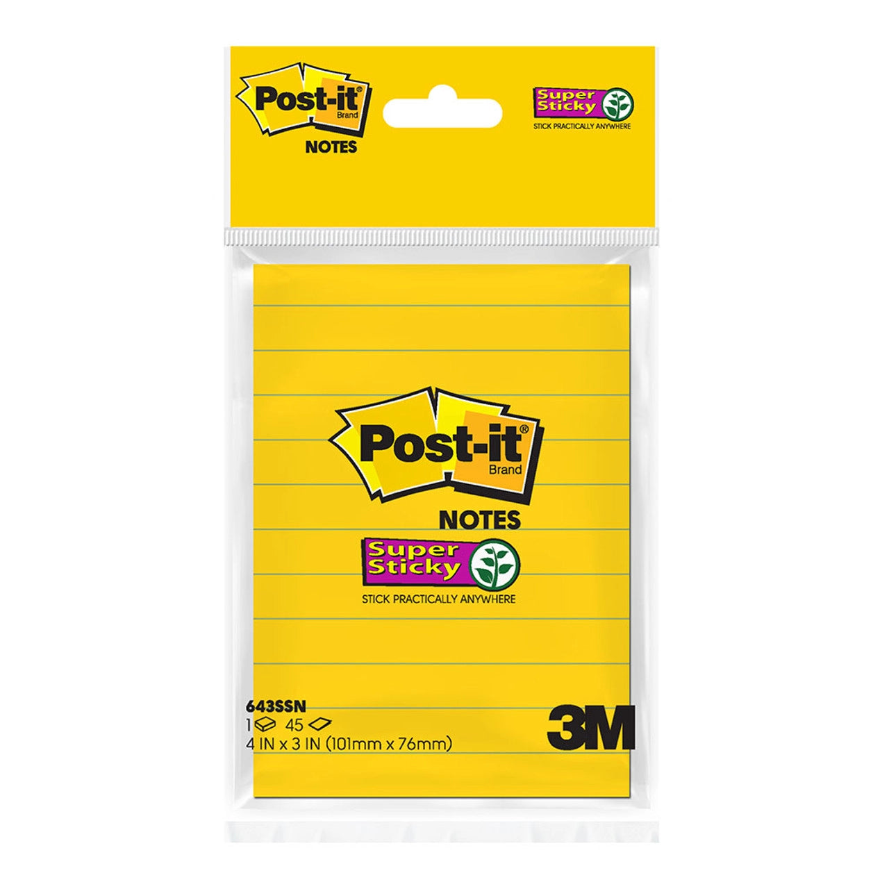 Post-it Super Sticky Lined Notes Ultra Yellow 101mm x 76mm