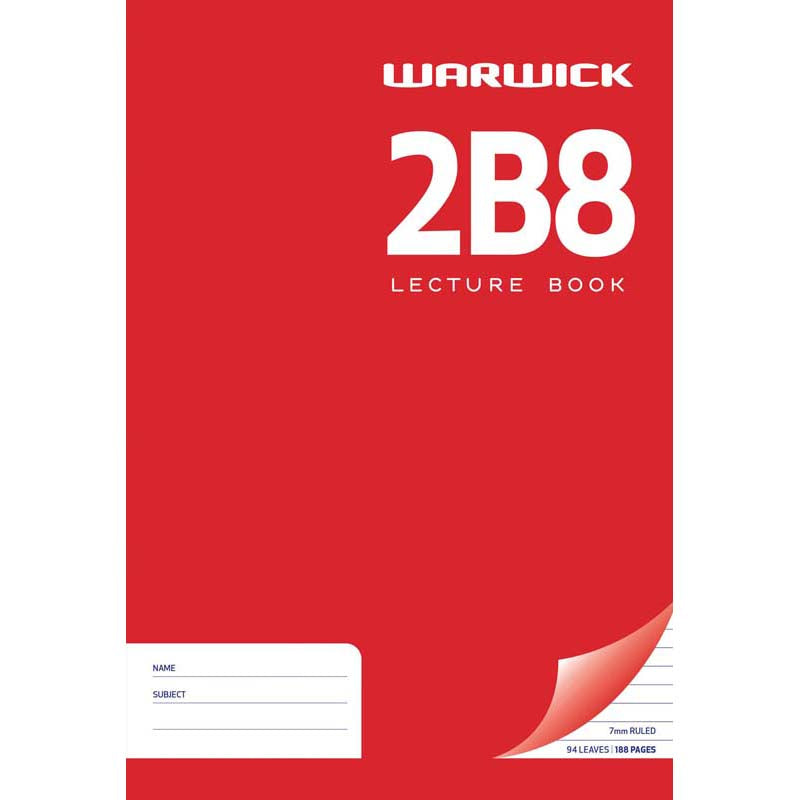 Warwick Lecture Book 2B8 94 Leaf A4 Ruled 7mm - City Books & Lotto