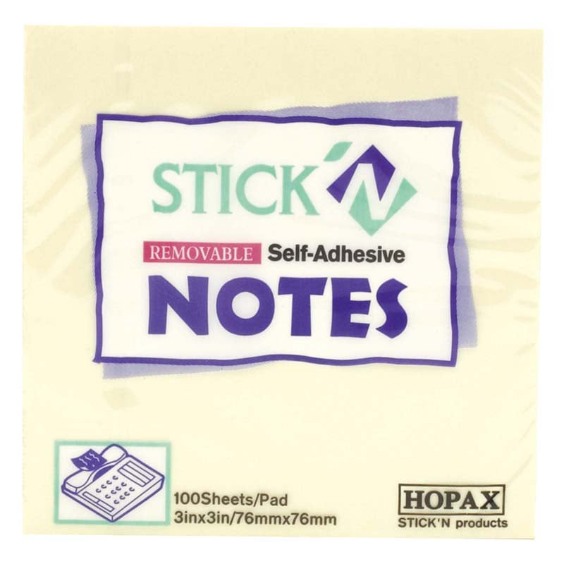 Stick’n Note Yellow 76x76mm 100 Sheet Pad - City Books & Lotto