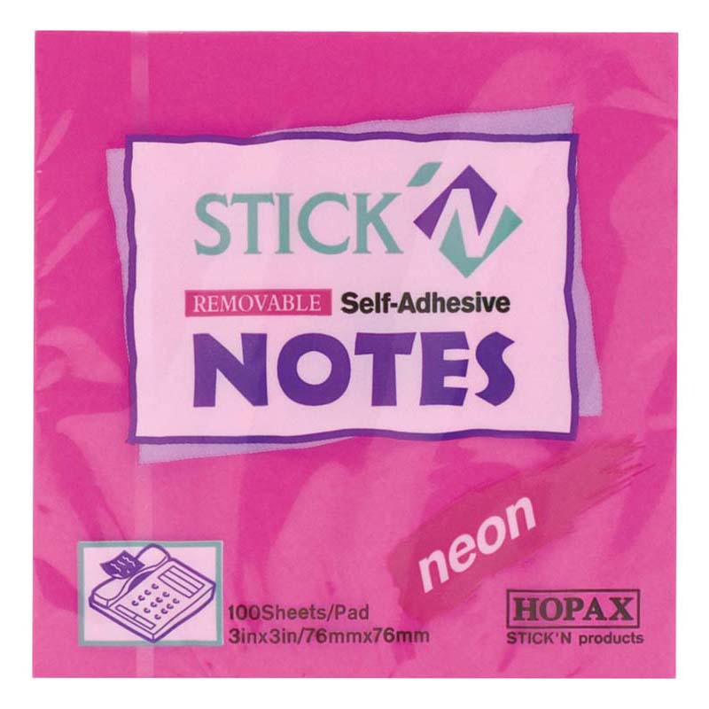 Stick’n Note 76x76mm 100 Sheet Neon Magenta - City Books & Lotto