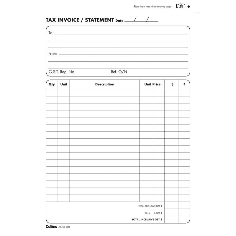 Invoice Book Collins A5/50 DLH 50 Lf NCR - City Books & Lotto