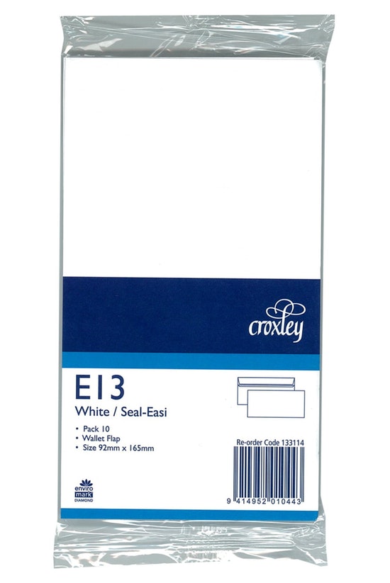Croxley Envelope E13 White Non Window Pkt 20 - City Books & Lotto