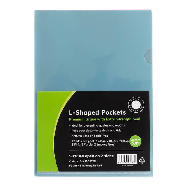 OSC L Shaped Pockets A4 Assorted Colours