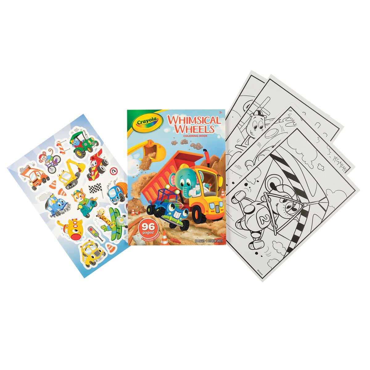 Crayola Whimsical Wheels Coloring Book With Stickers 96 Pages