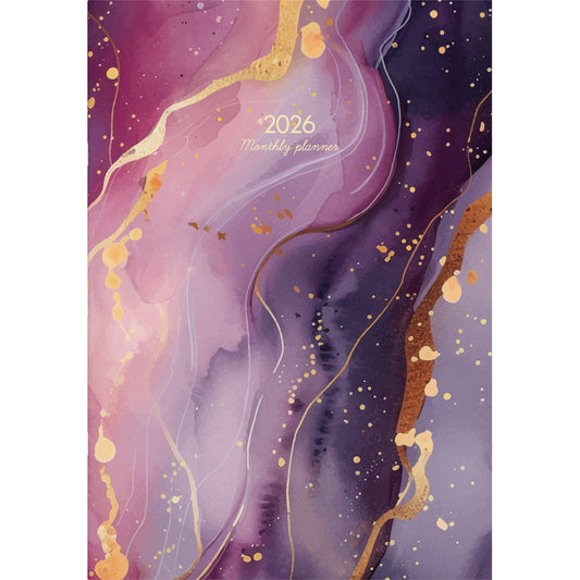 Diary 2026 Collins A4 Monthly Planner Gold Geometric