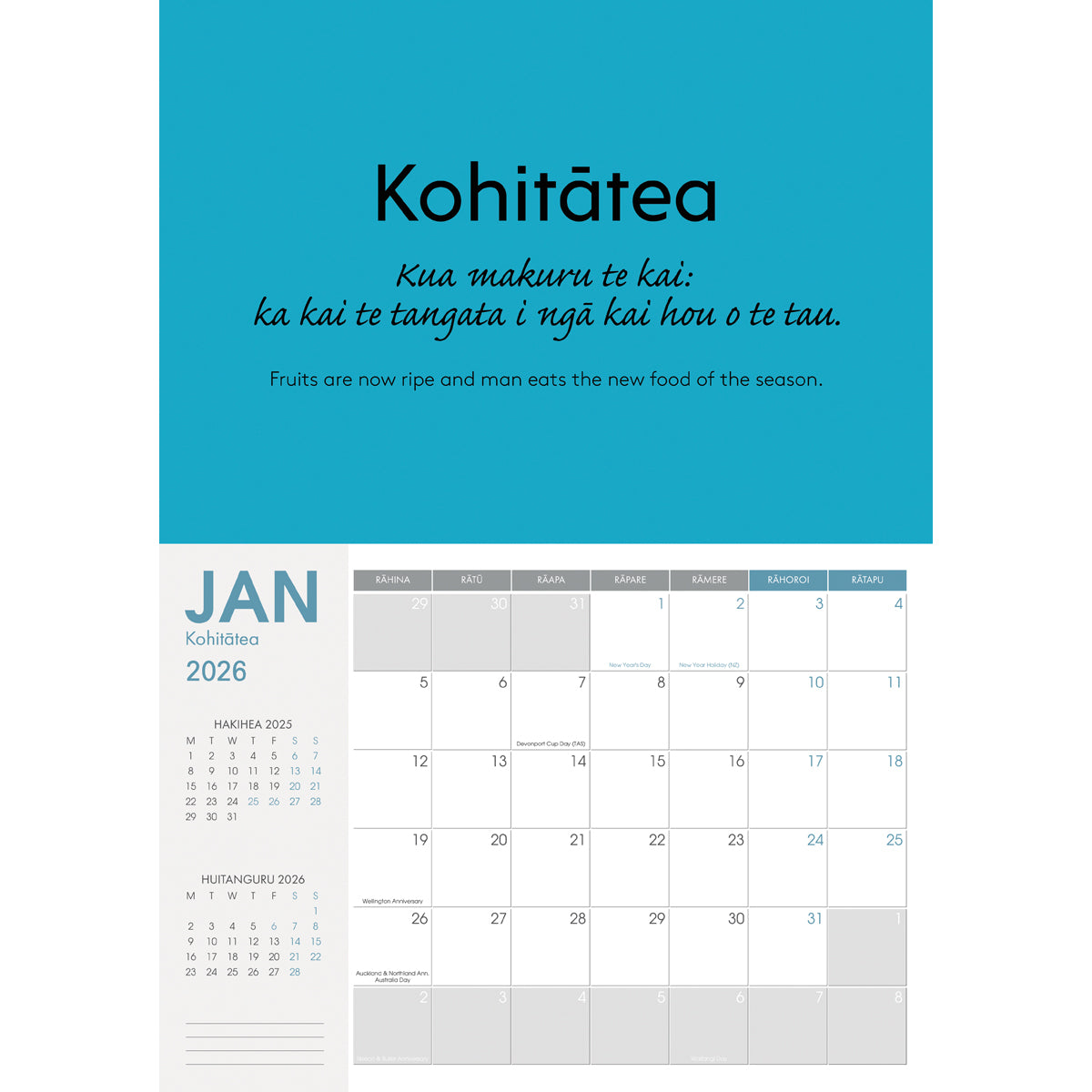 2026 Wall Calendar Collins A4 NZ Bilingual