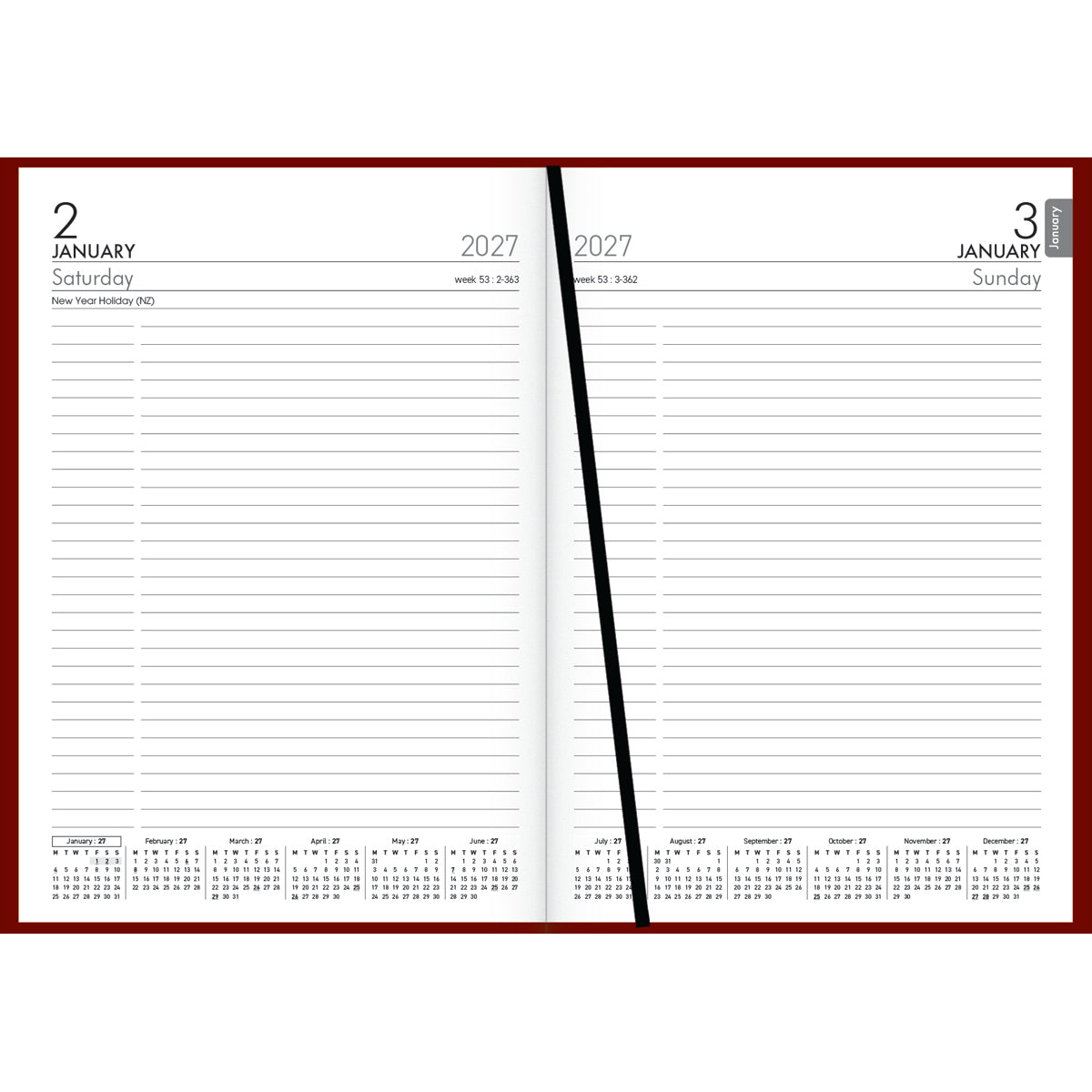 Diary 2027 Collins A51 Day to Page Red