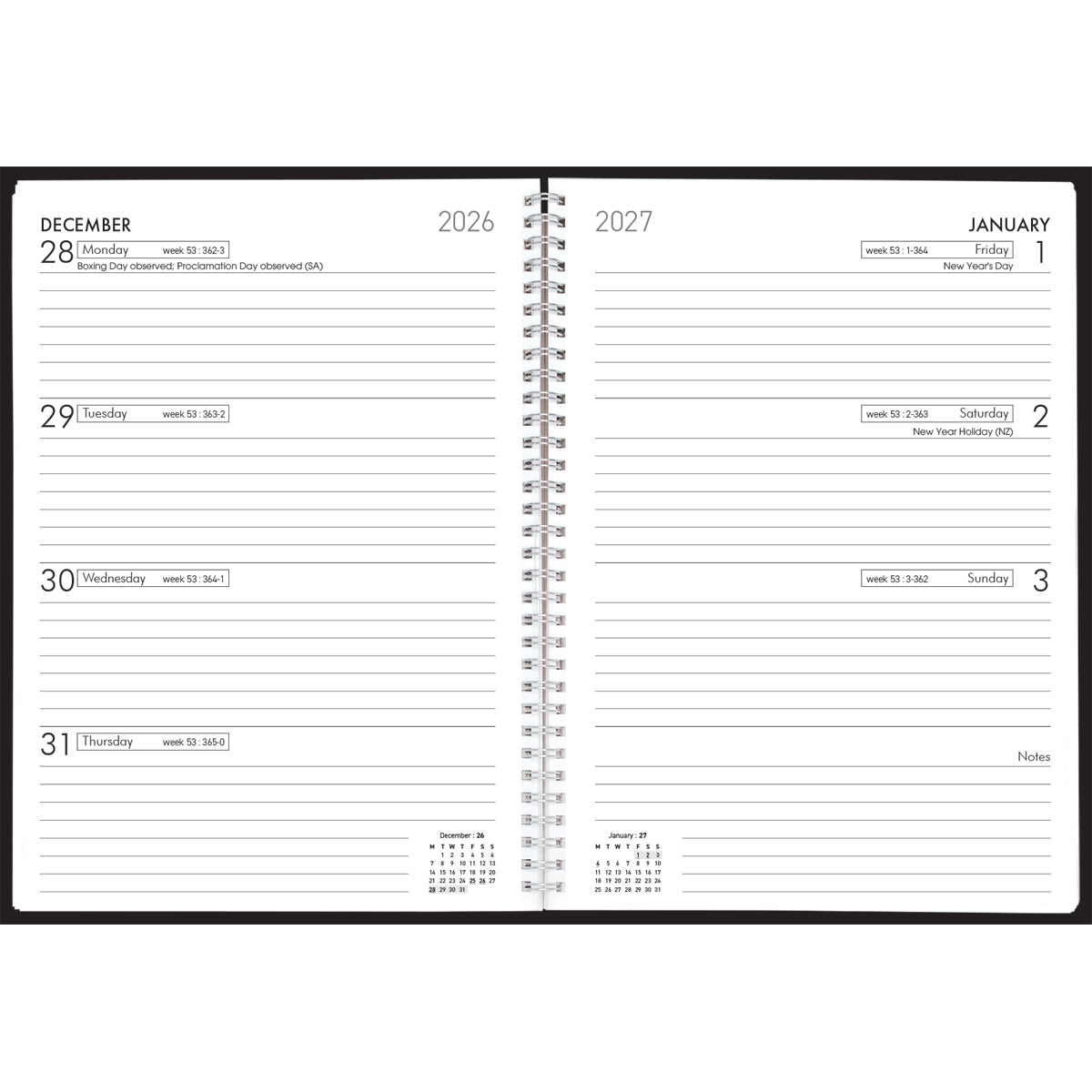 Diary 2027 Collins A53W Week to View