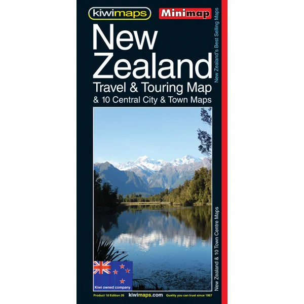 KiwiMaps New Zealand Touring & 10 Towns Mini Road Map