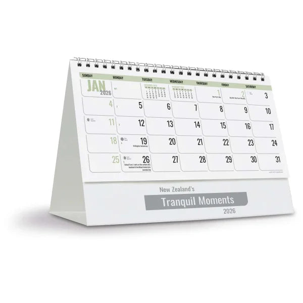 2026 Calendar New Zealand Tranquil Moments Desk