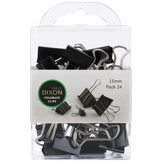 Foldback Clips 15mm Black Pack 24