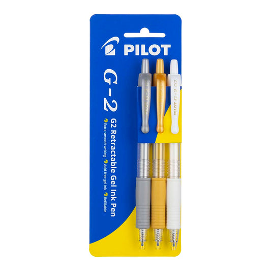 Pilot G2 Gel Fine Metallic GSW Pack of 3