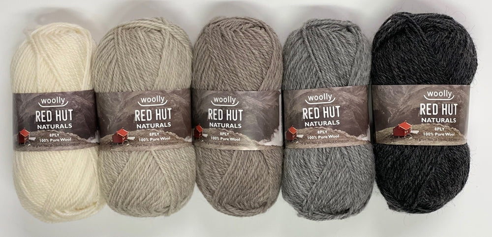 Woolly Red Hut Naturals 8 Ply 100% Pure Wool