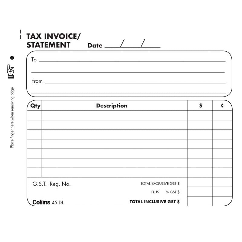 Collins Tax Invoice 45DL NCR