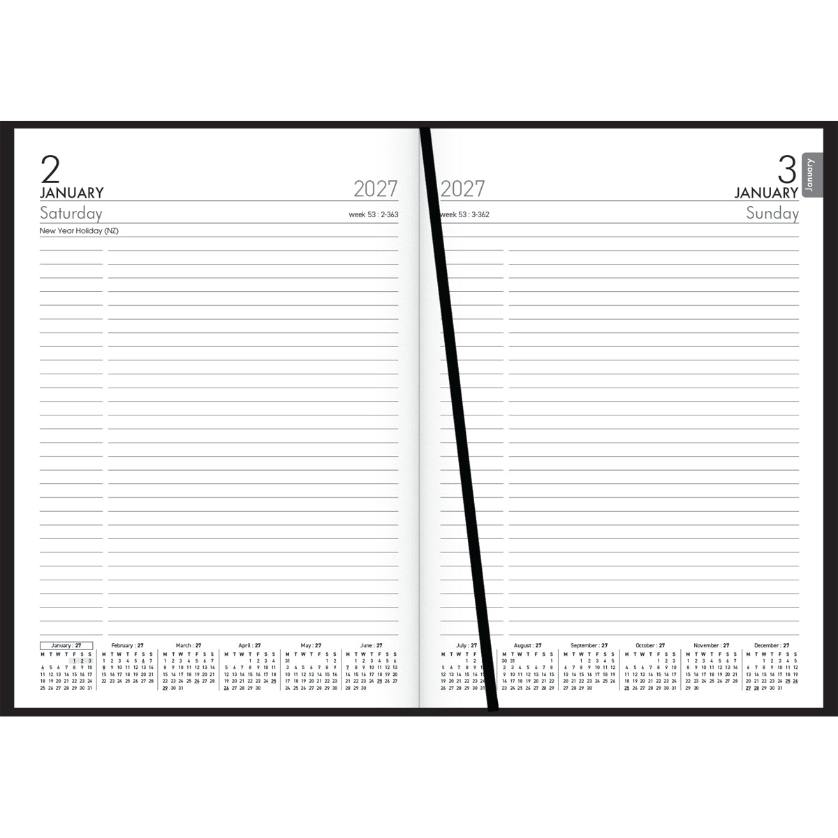 Diary 2027 Collins A51 Day to Page Black