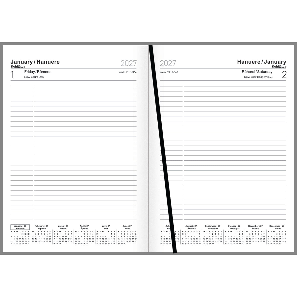 Diary 2027 Collins A51 NZ Birds Day to Page