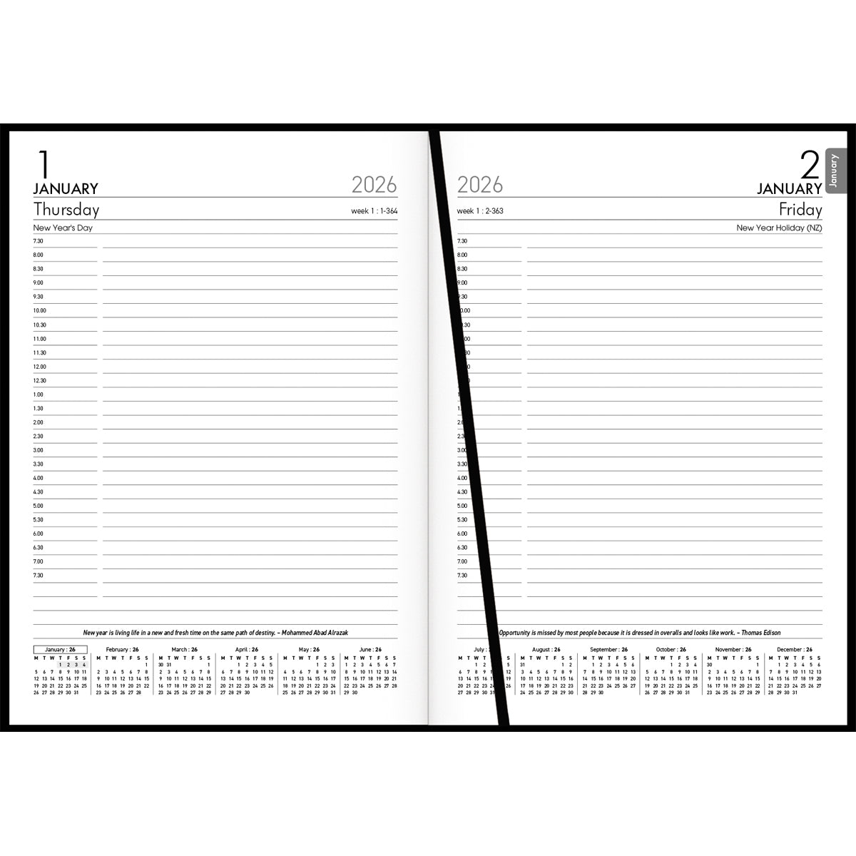 Diary 2026 Collins Windsor A51 Day to Page Black