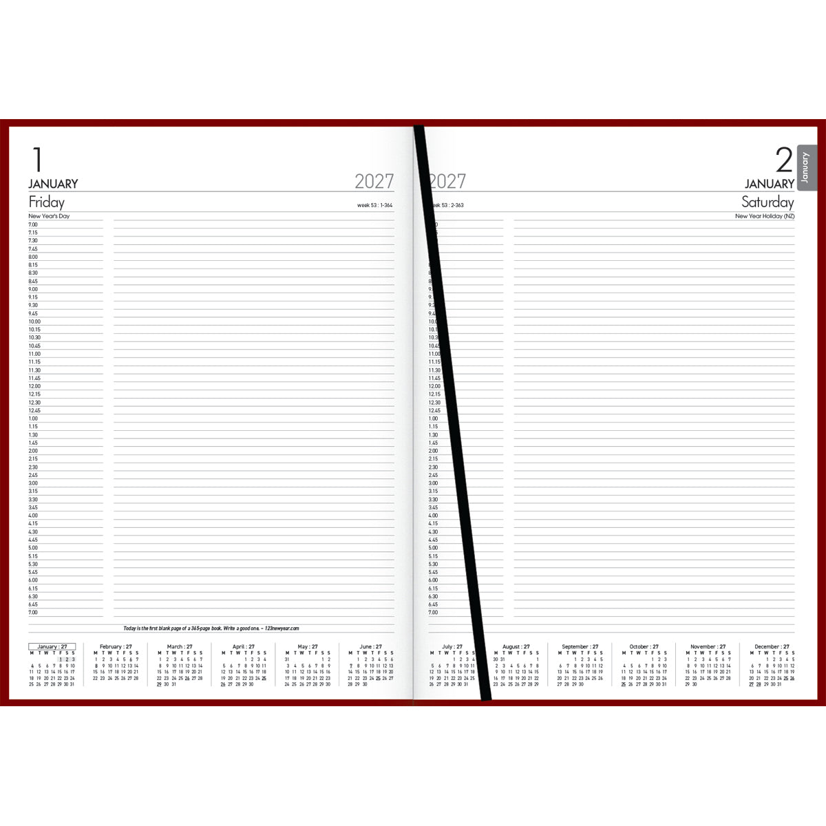 Diary 2027 Windsor A41 Day To Page Red
