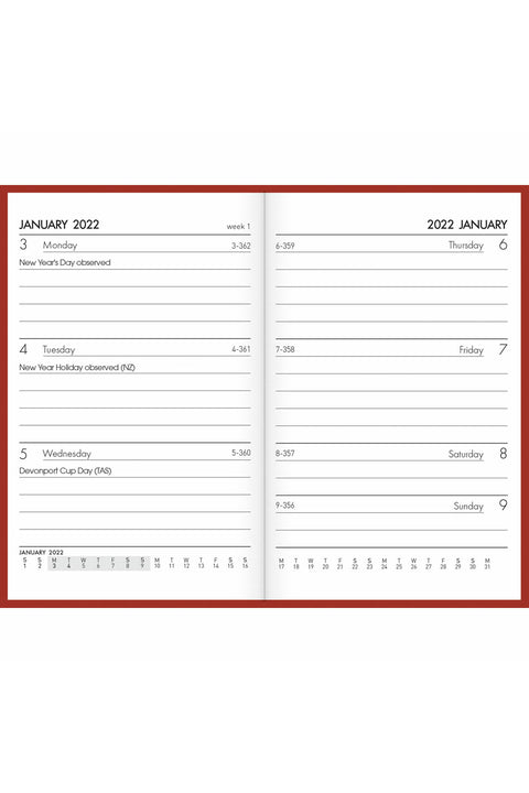 2024 Diary Collins A73P Week to View Red