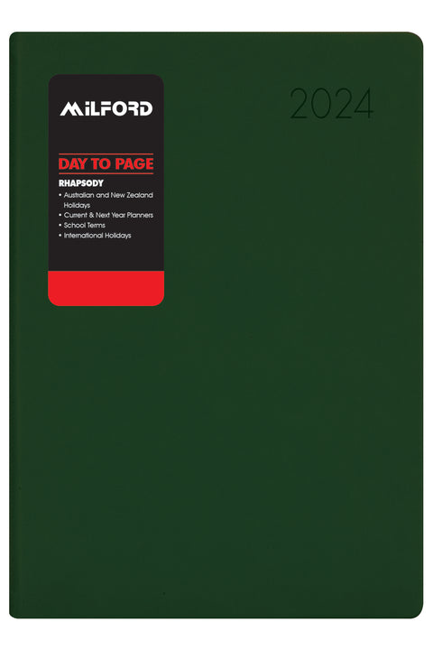 2024 Diary Milford Rhapsody A51 Day to Page Green