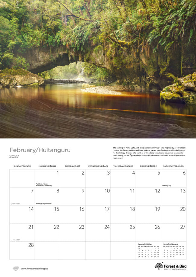 2027 New Zealand Conservation Calendar