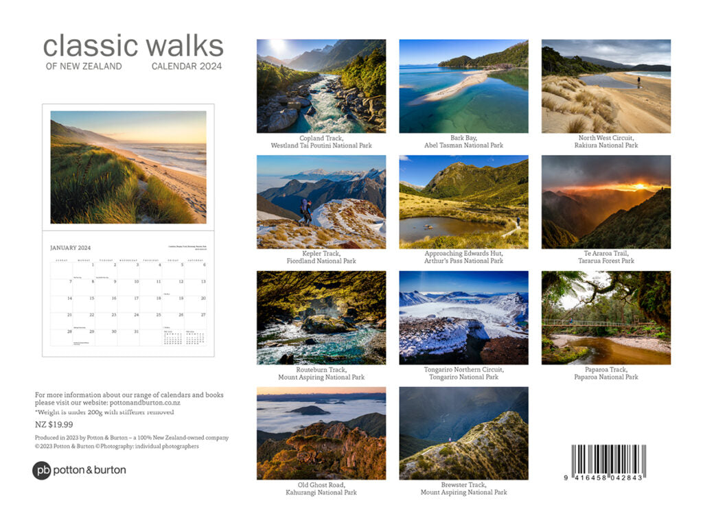 2024 Classic Walks Of New Zealand Calendar