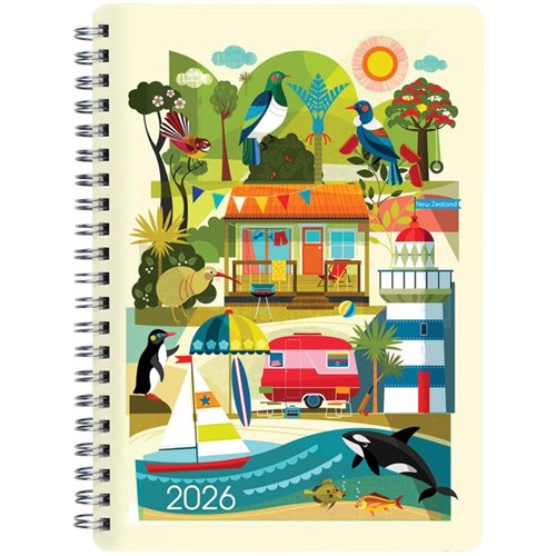 Diary 2026 Collins A53 Week To View Kiwi Vibe Assorted Designs