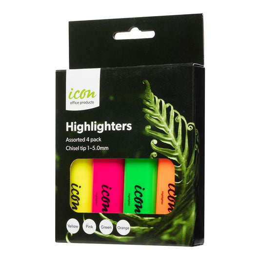 Icon Highlighter Chisel Tip Assorted 4 Pack