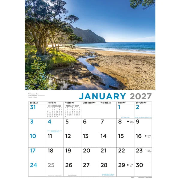 2027 Calendar Looking At New Zealand