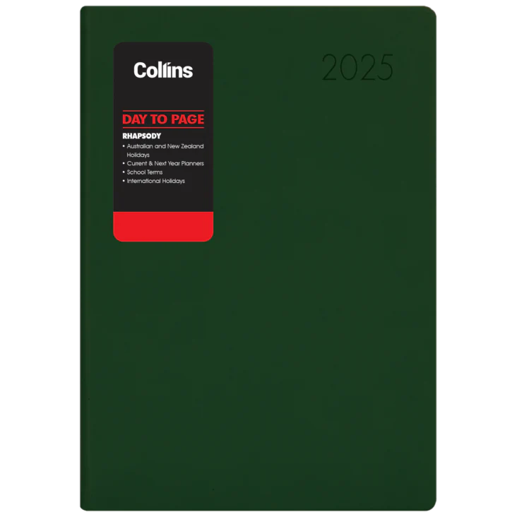 Diary 2025 Collins Rhapsody A51 Day to Page View Racing Green