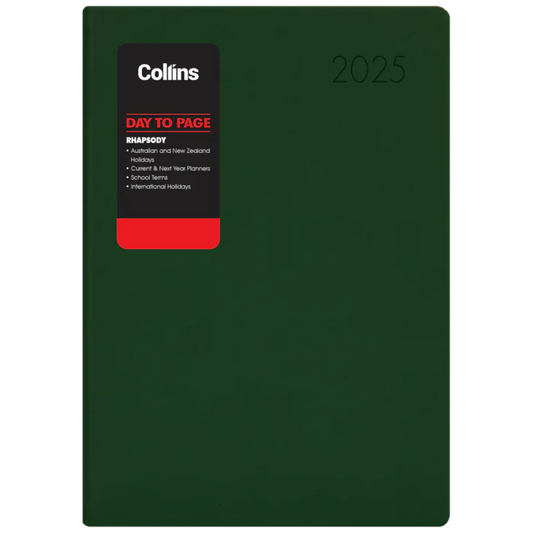 Diary 2025 Collins Rhapsody A51 Day to Page View Racing Green