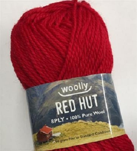 Woolly Red Hut 8 Ply 100% Pure Wool