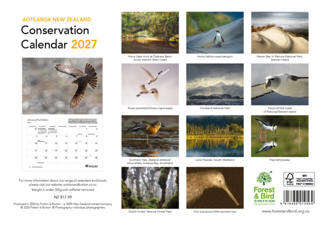 2027 New Zealand Conservation Calendar
