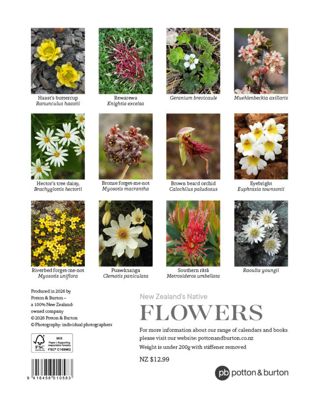2027 Calendar New Zealand Flowers