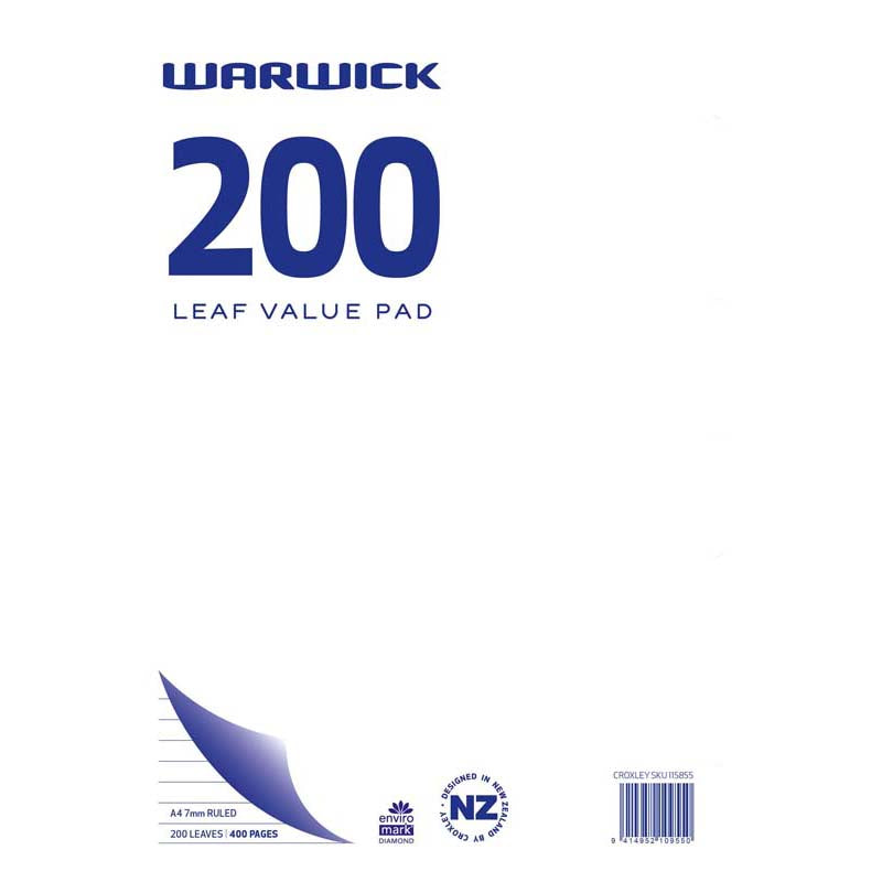 WARWICK A4 PAD  VALUE 200 Leaf Ruled 7mm - City Books & Lotto