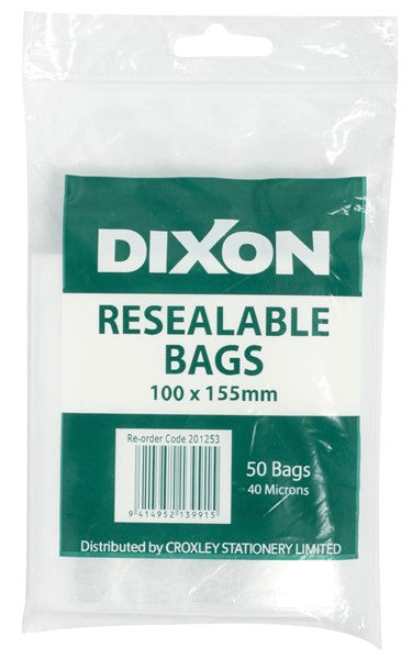 Zip Lock Resealable Bag 100X155MM Clear Pk 50 - City Books & Lotto