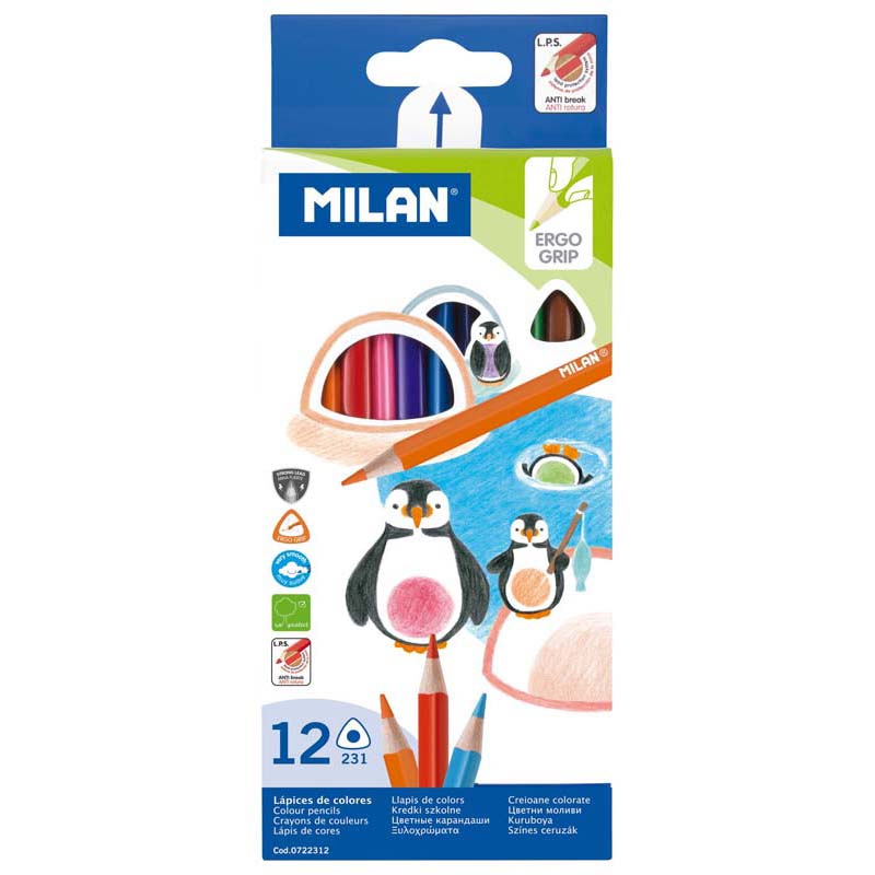 Milan Coloured Pencils Triangular Pack 12 Assorted Colours - City Books & Lotto
