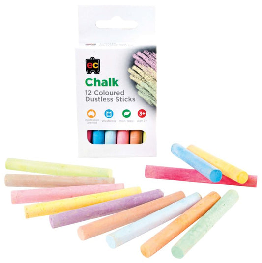 EC Chalk Coloured 12 Pack - City Books & Lotto